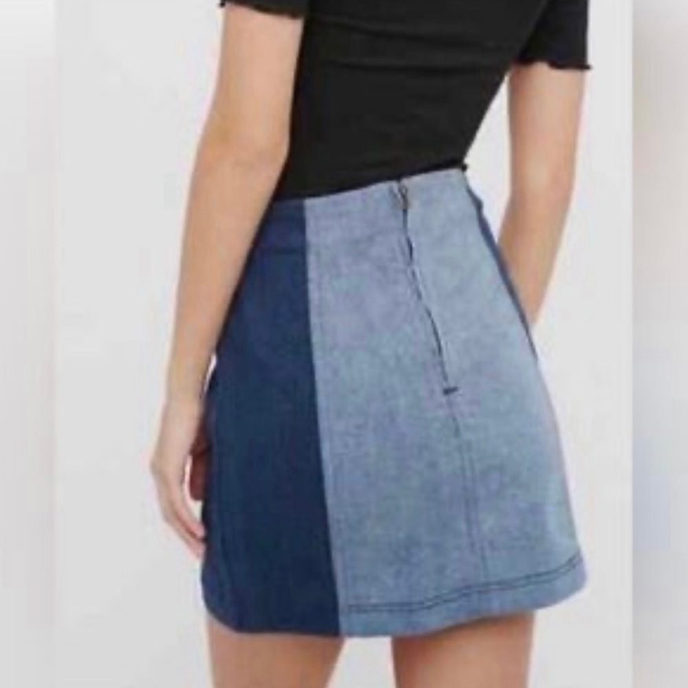 Free People  Modern Femme Color Block Mini Skirt in Dark Blue - Picture 2 of 6
